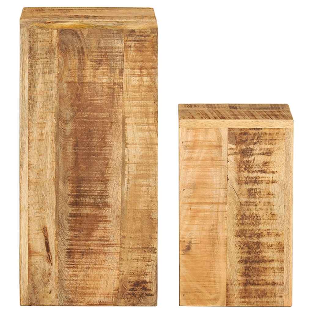Two-Piece Solid Mango Wood Plant Stand Set