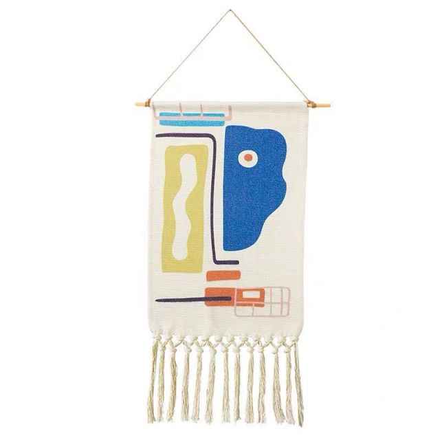 Cotton Linen Bohemian Tassel Geometric Tapestry Wall Hanging Decor