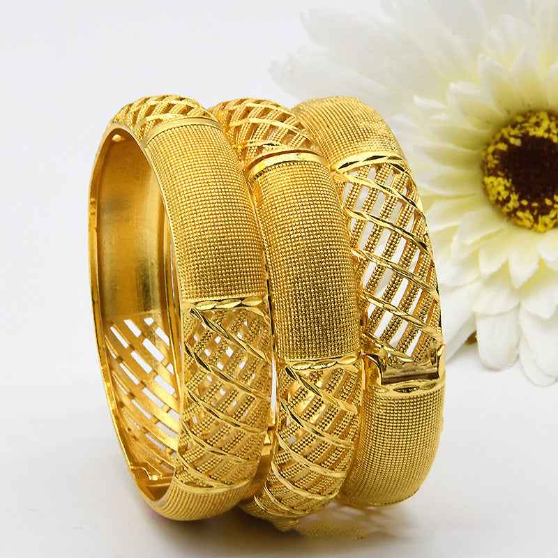 24K Gold Plated Women's Sand Gold Bracelet from India