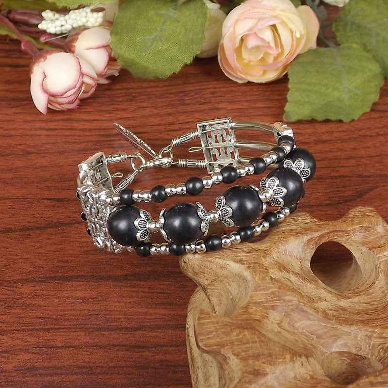 Vintage-style Bangle with Exotic Miao Silver Design