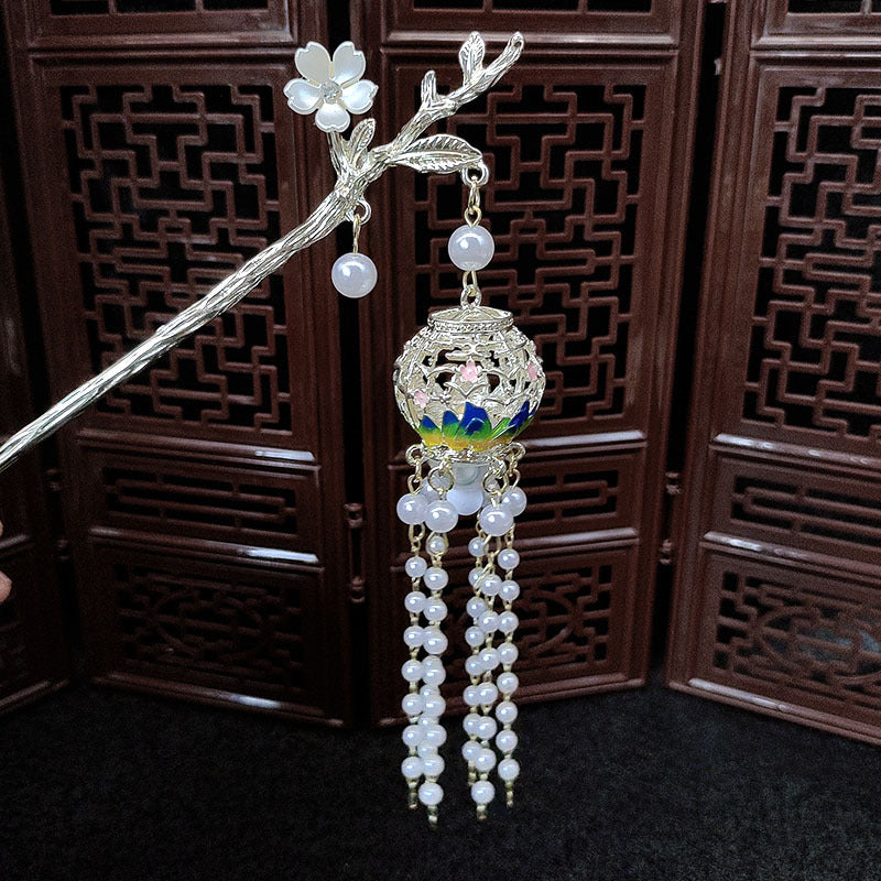 Ancient Chinese Style Landscape and Lantern Hairpin