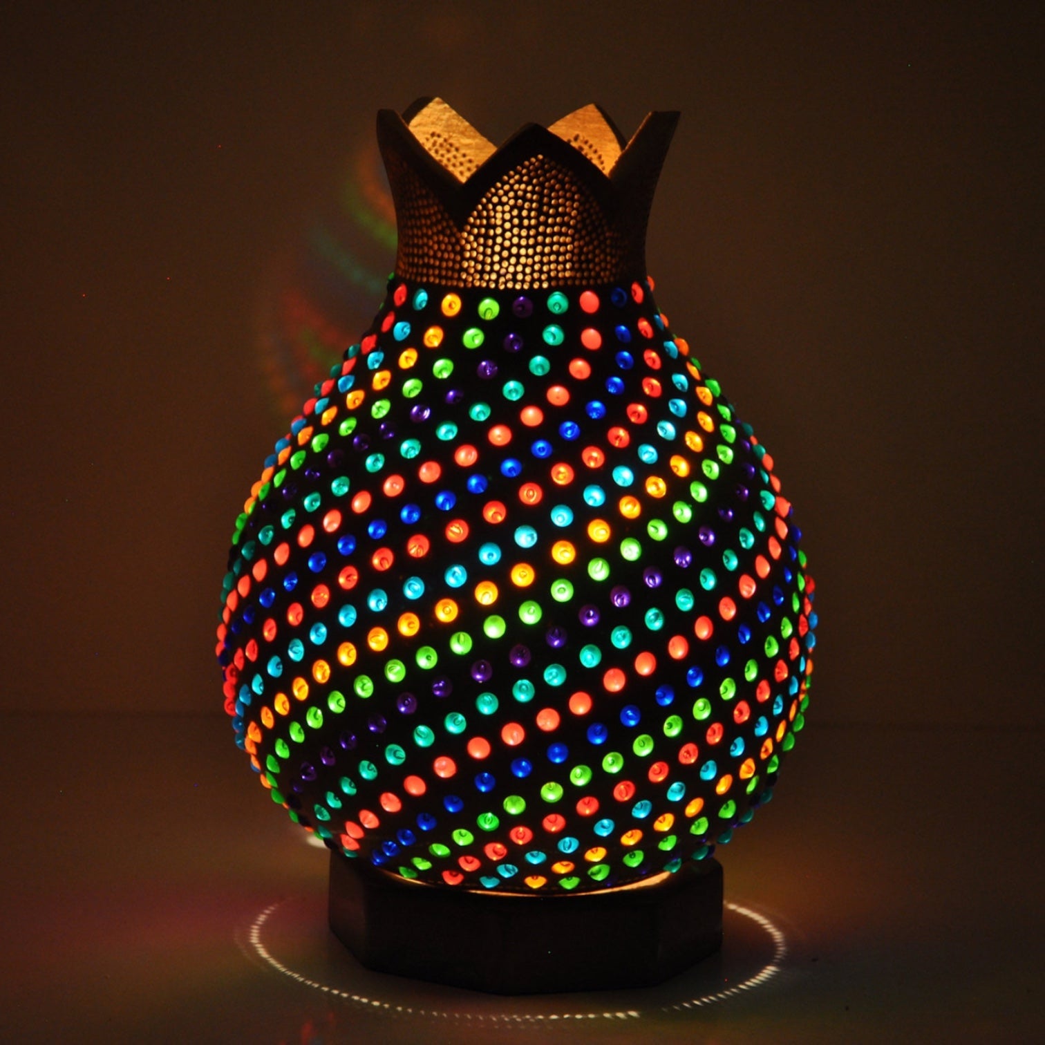 Turkish Mosaic Gourd Table Lamp Handcrafted Multicolor - Rosetta Creative Boutique