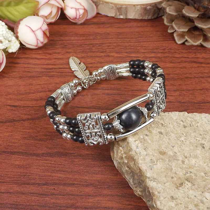 Vintage-style Bangle with Exotic Miao Silver Design
