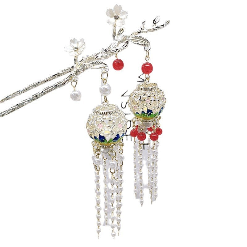 Ancient Chinese Style Landscape and Lantern Hairpin