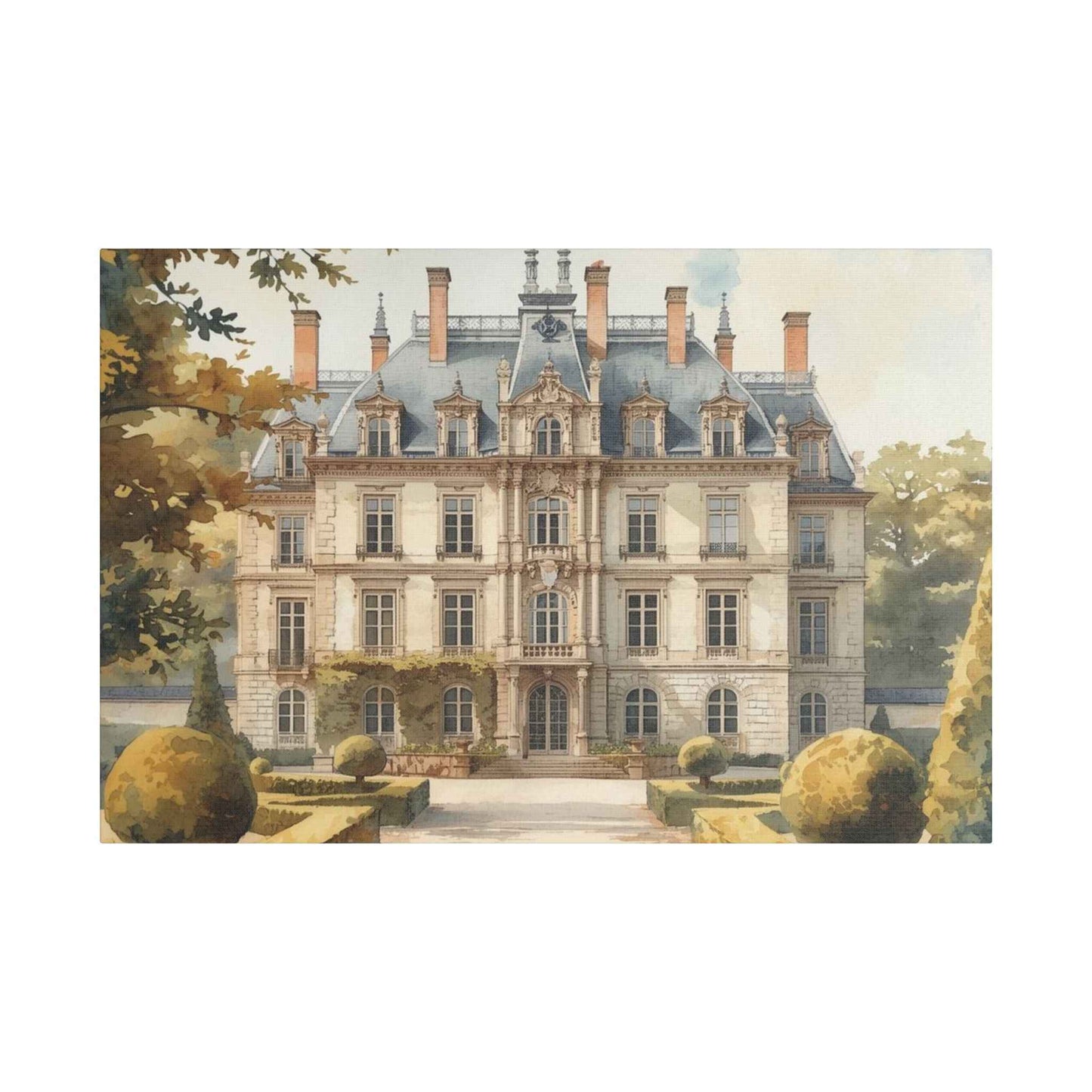 Château Garden Satin Canvas Print — Stretched Wall Art