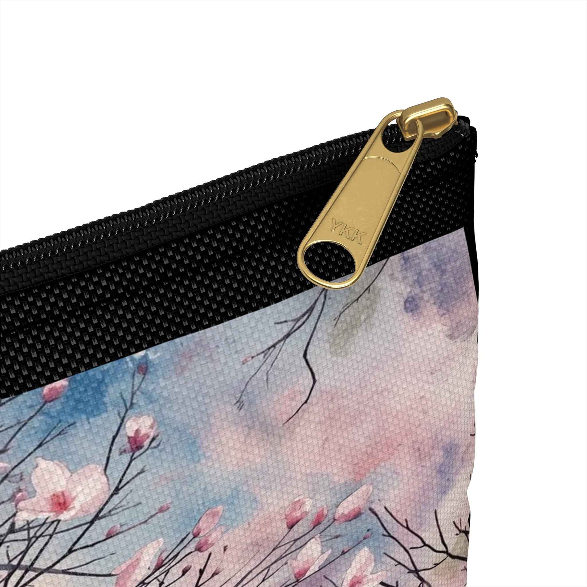 Cherry Blossom Print Accessory Pouch - Floral Makeup Bag for Travel & Everyday Use