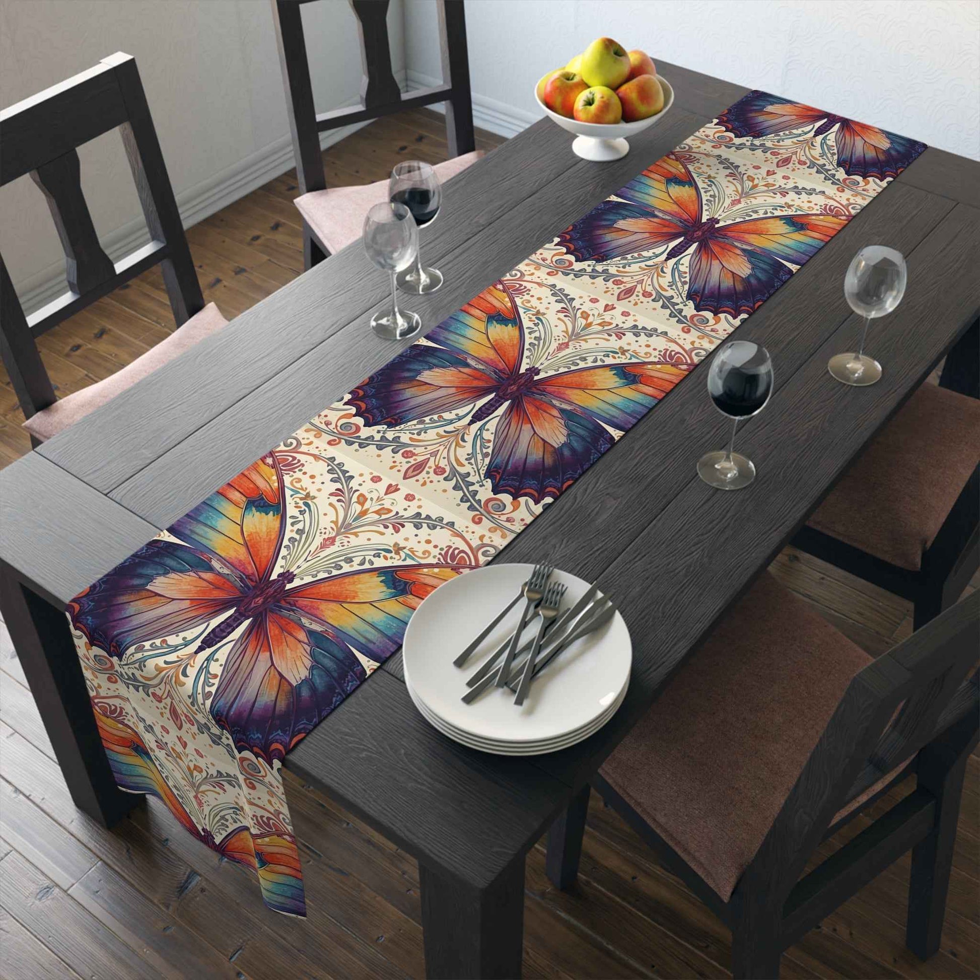 Butterfly Table Runner - Elegant Cotton & Poly Decor for Dining