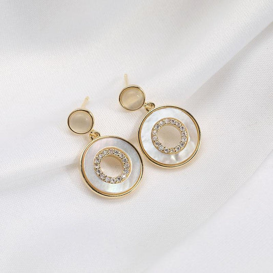Korean Exquisite Sterling Silver Opal Shell Earrings