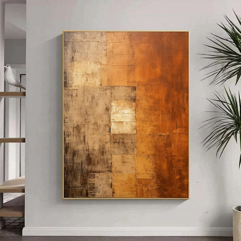 Orange Wabi Sabi Abstract Oil Painting On Canvas Minimalist Wall Art