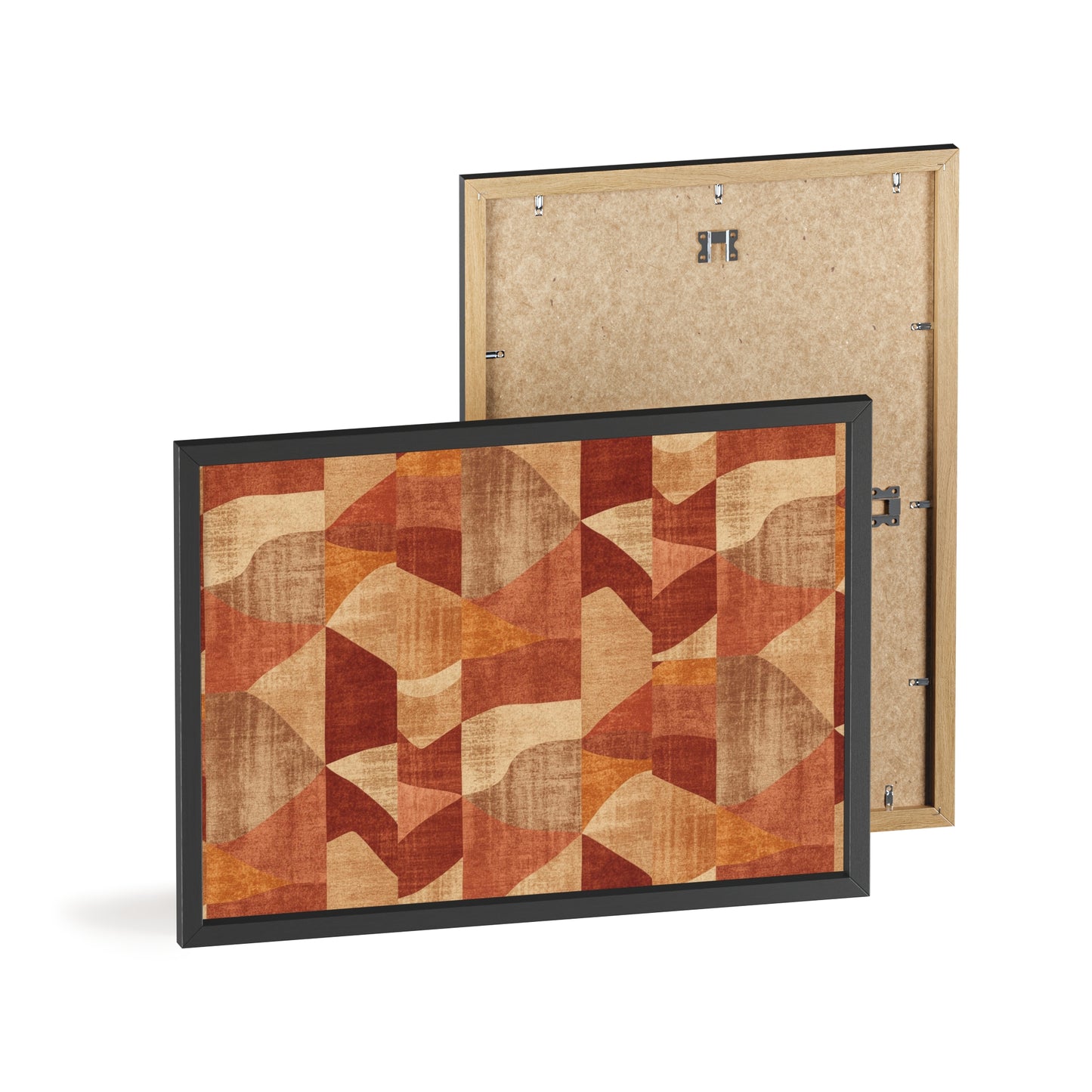 Faux Retro Geometric Poster with Wooden Frame