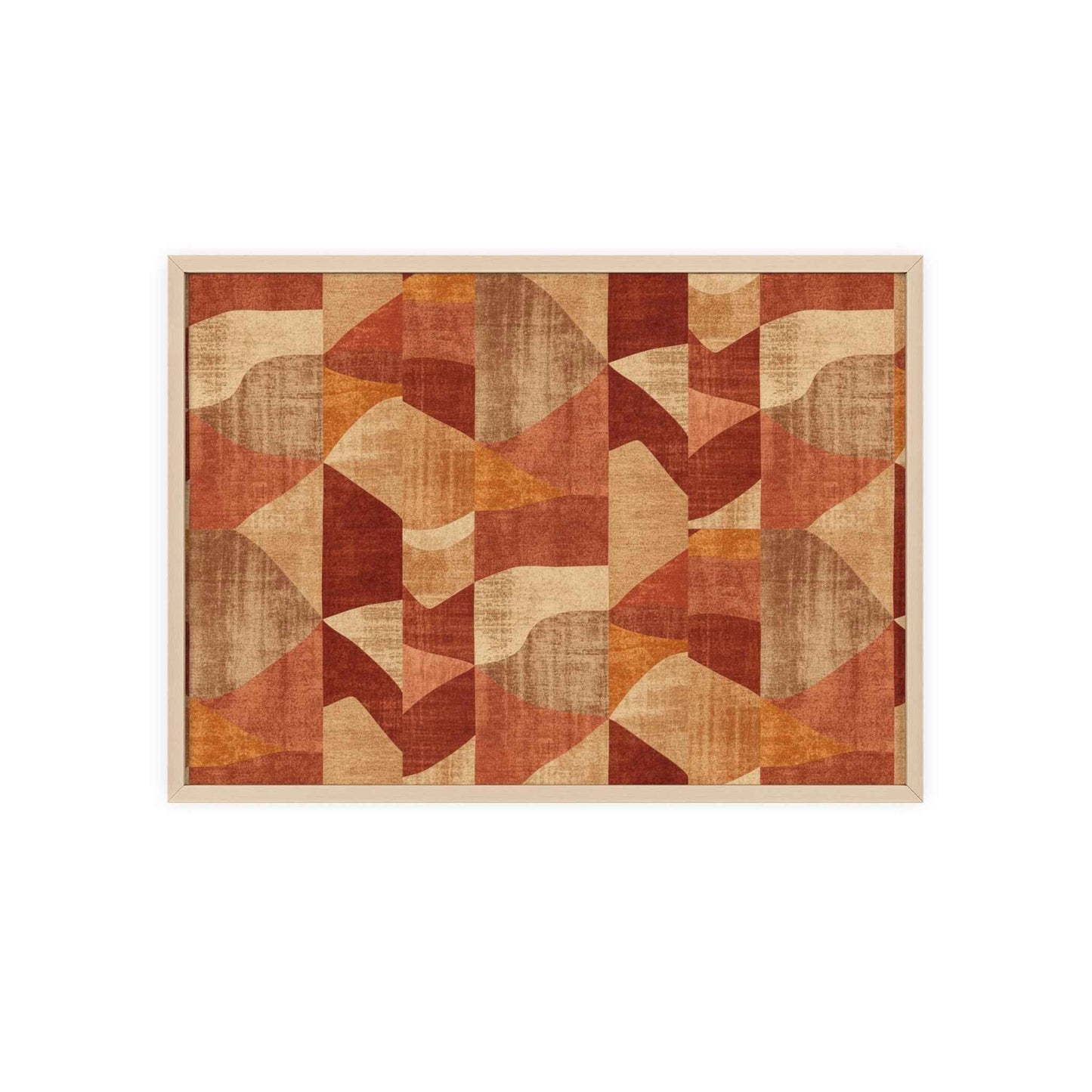 Faux Retro Geometric Poster with Wooden Frame