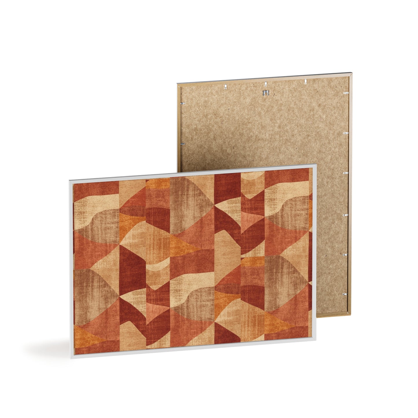 Faux Retro Geometric Poster with Wooden Frame