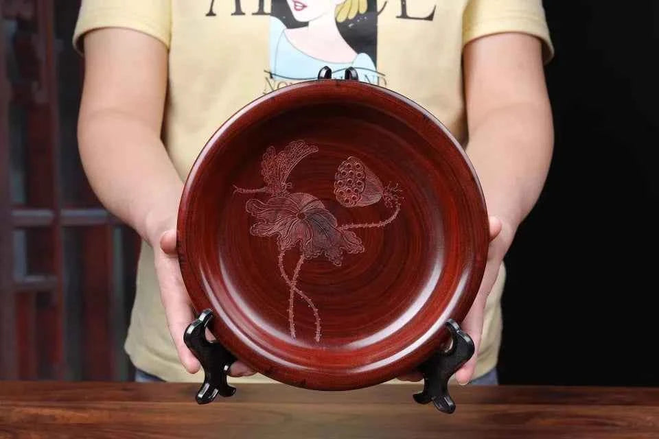 Red Sandalwood “Gold Rice” Bowl – Solid Wood Handicraft Ornament