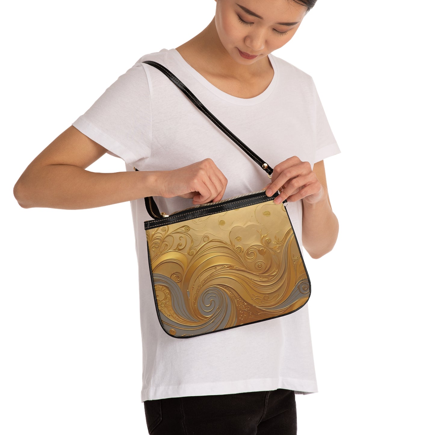 Elegant Small Shoulder Bag in Golden Waves Design, Fashion Accessory, Gift for Her, Stylish Handbag for Any Occasion, Evening Bag, [...]