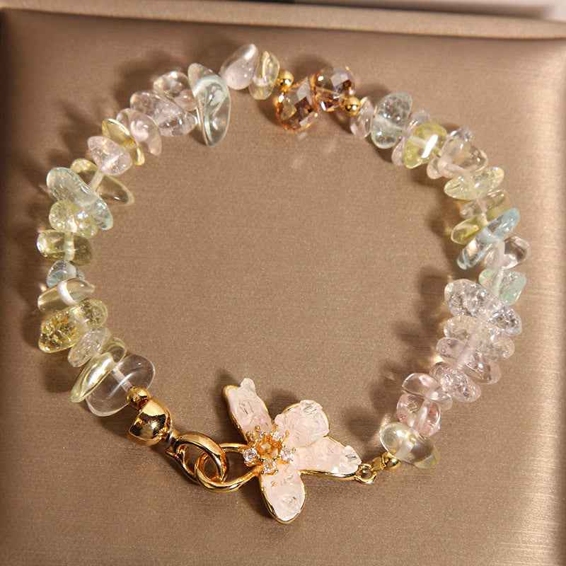 Crystal Gravel Wisteria Flower Bracelet For Women Japanese Korean Style
