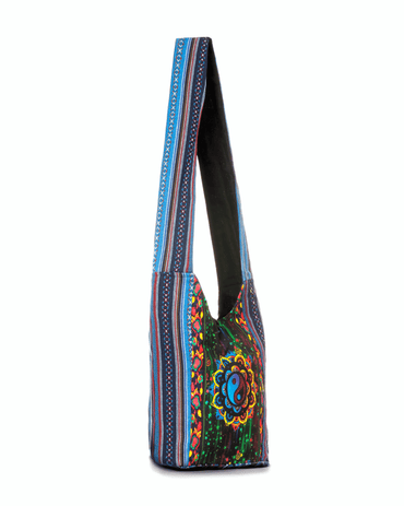 Kathmandu Yin Yang Print Hobo Bag Handmade Cotton Crossbody - Rosetta Creative Boutique