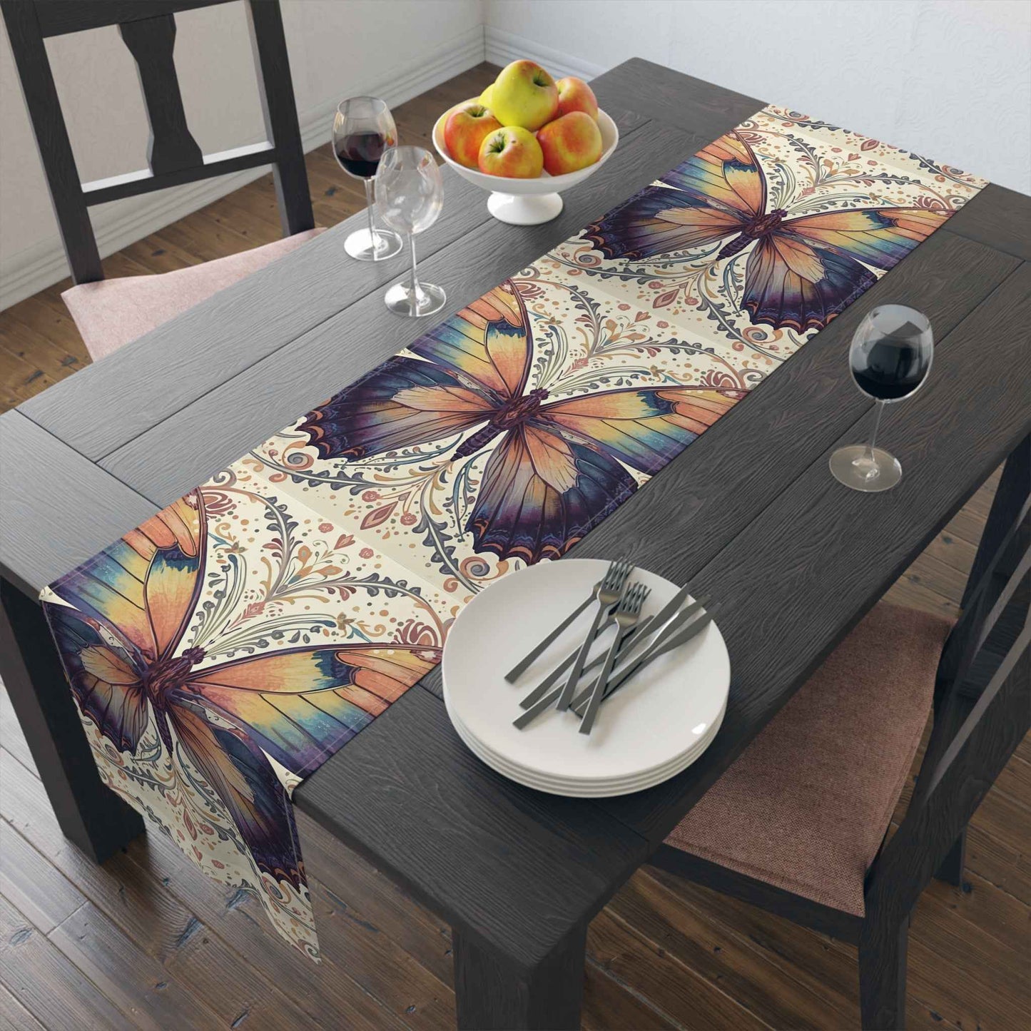 Butterfly Table Runner - Elegant Cotton & Poly Decor for Dining