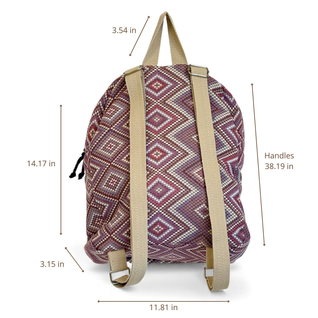 Geometric Jacquard Backpack – Pink & Lilac (Nana)