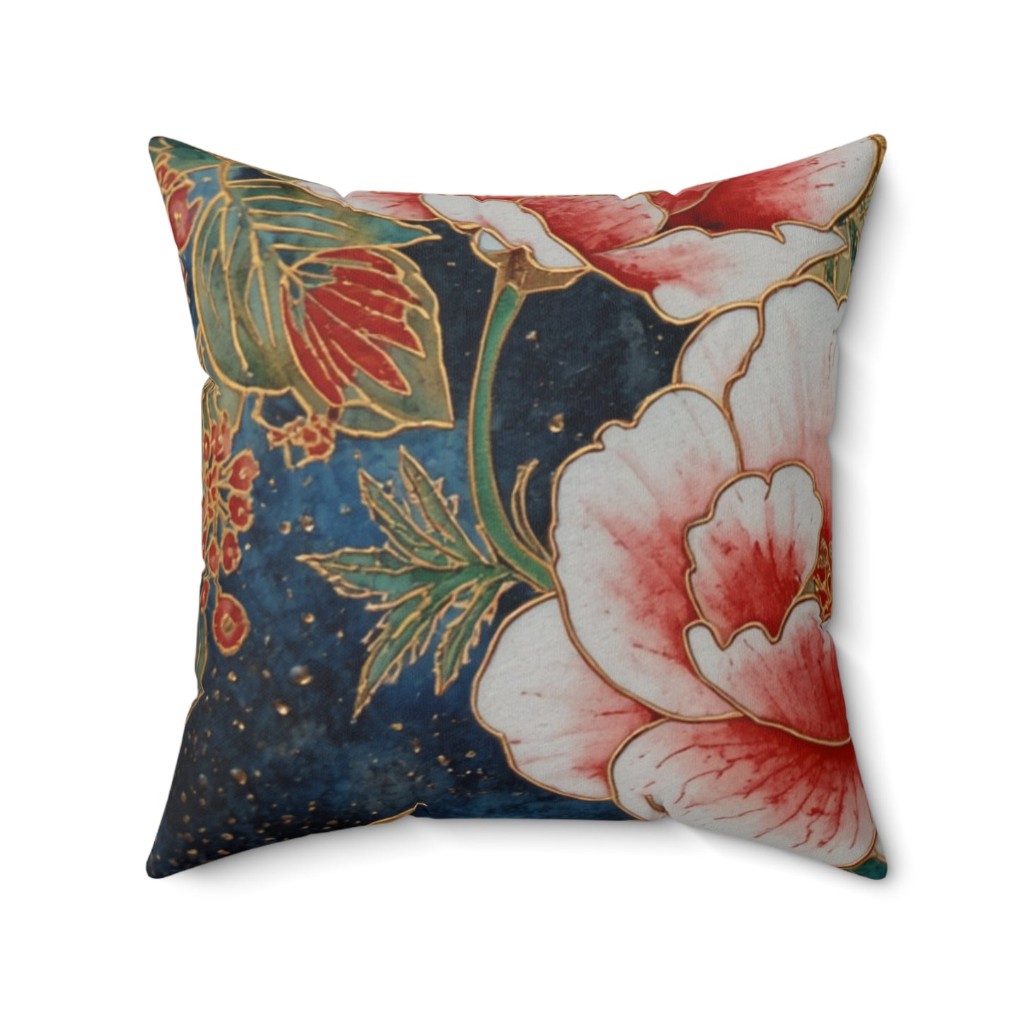 Peacock Feather Faux Suede Pillow – Botanical Accent Throw Pillow