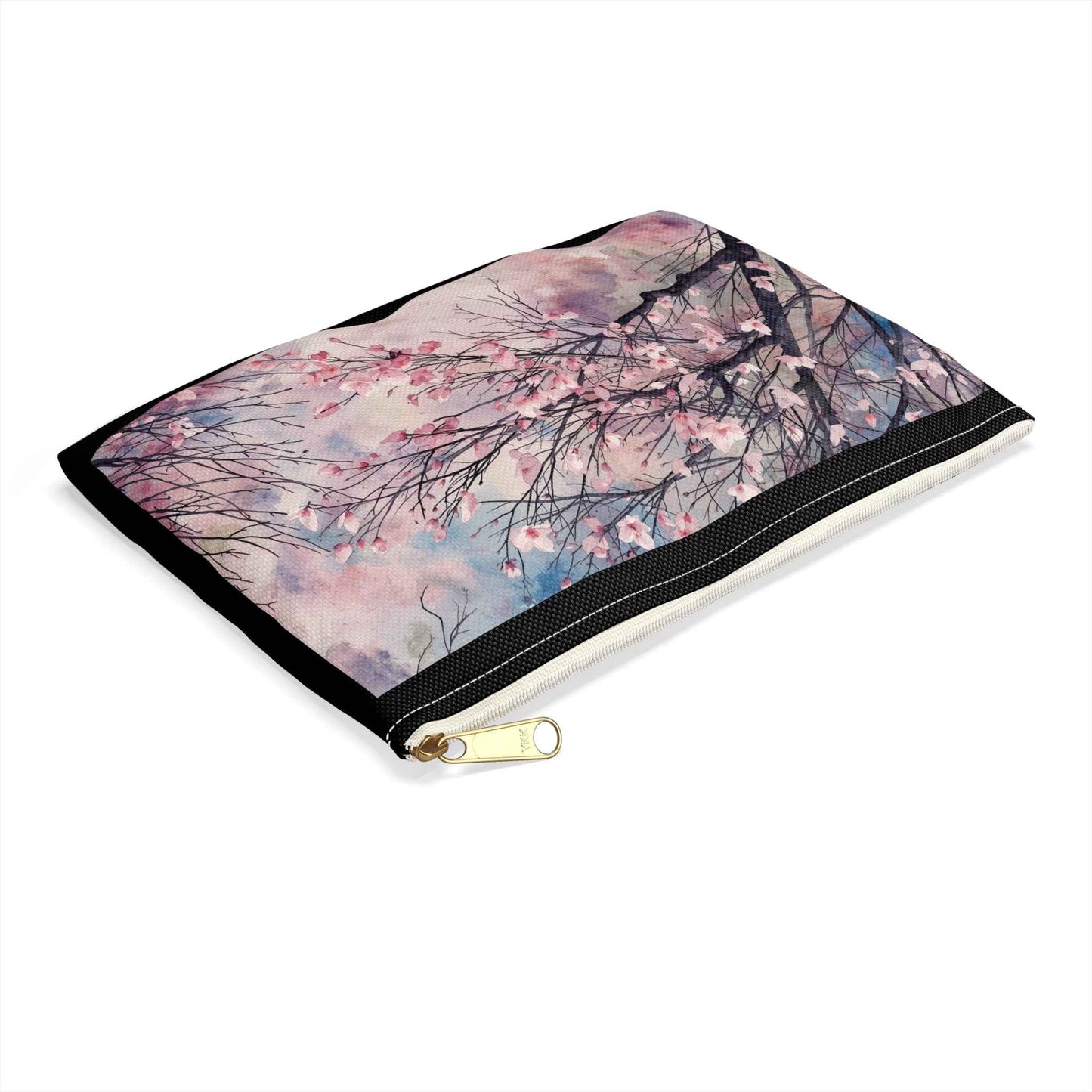 Cherry Blossom Print Accessory Pouch - Floral Makeup Bag for Travel & Everyday Use