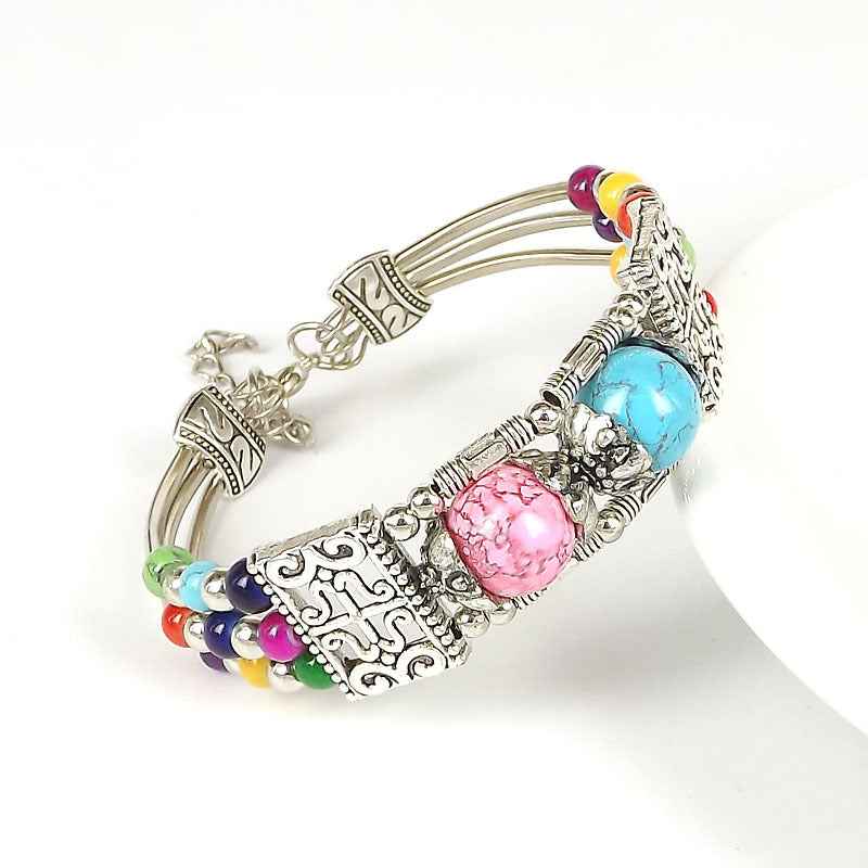 Vintage-style Bangle with Exotic Miao Silver Design