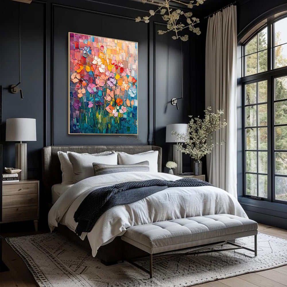 Hand Painted Oil Painting Abstract Tulip Wall Art Canvas Decor