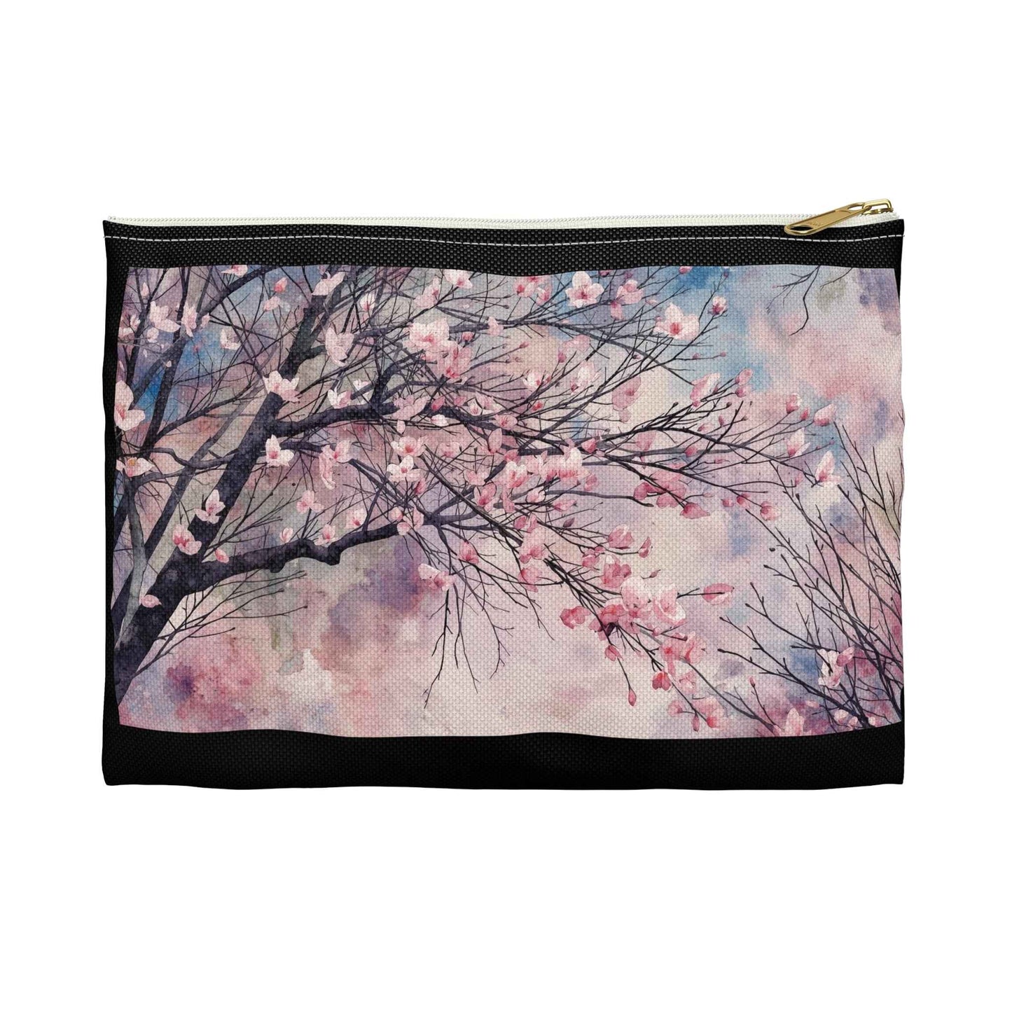 Cherry Blossom Print Accessory Pouch - Floral Makeup Bag for Travel & Everyday Use