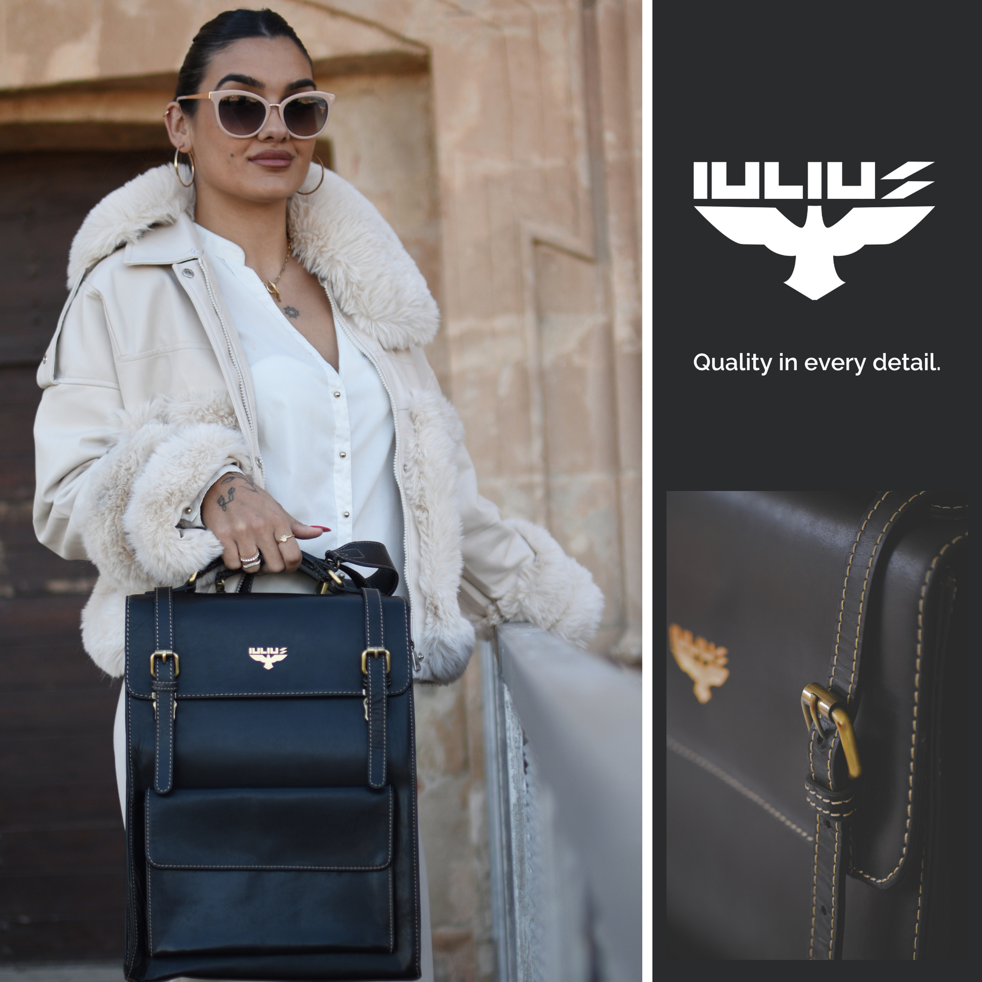 IULIUS Executive Leather Laptop Backpack 15.6" - Mochila Ejecutiva de Cuero para Portátiles 15,6” – Estilo Business – IULIUS