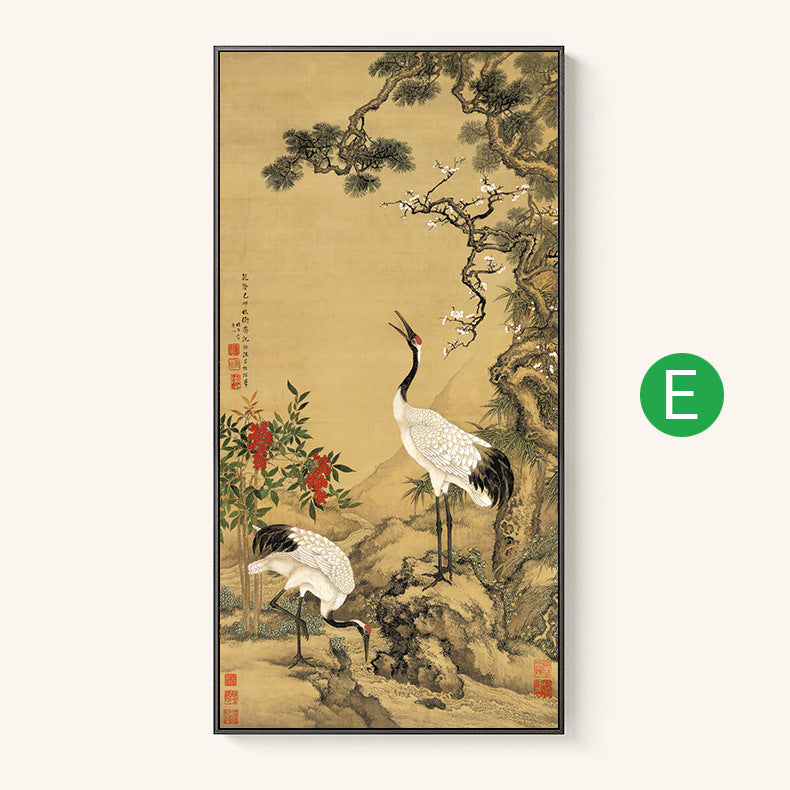 Quadruple Flower And Bird Chinese Painting Entrance Vertical Plate Painting