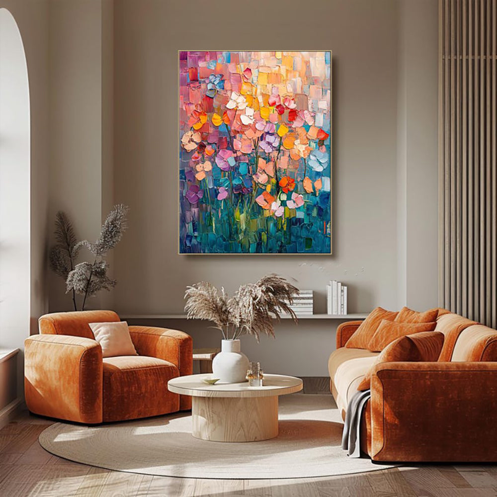 Hand Painted Oil Painting Abstract Tulip Wall Art Canvas Decor