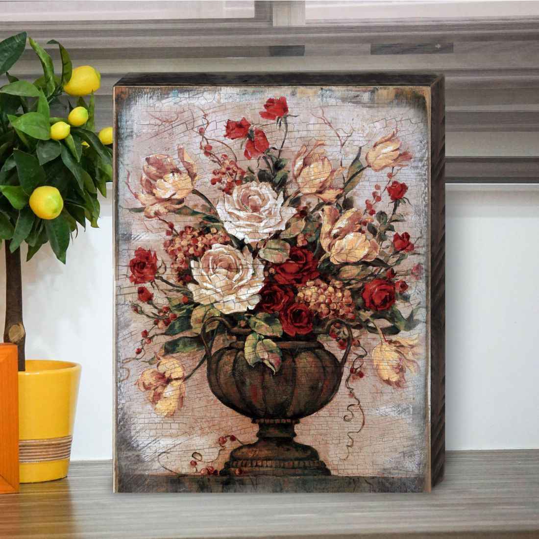 Lavalle Flower Bouquet Wooden Wall Art by Nature Wonders - Love Family Kids Decor - 95307B