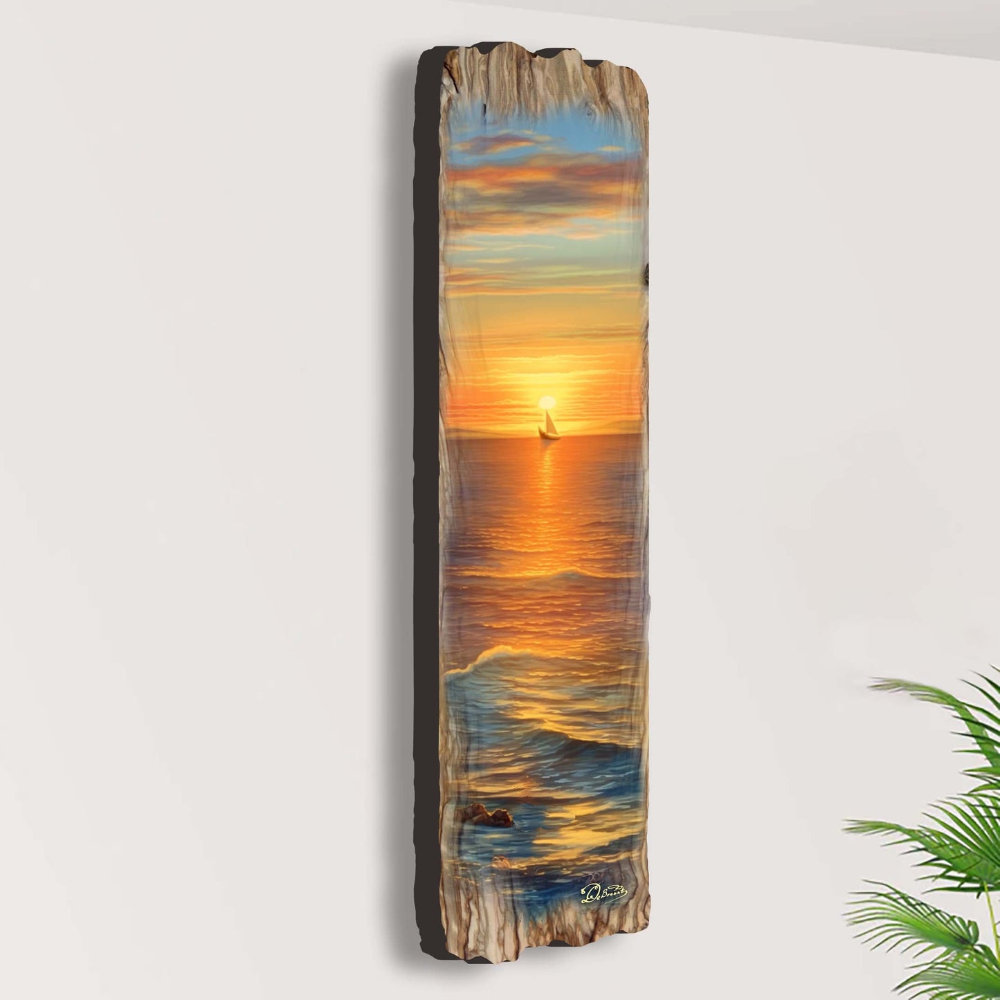 Golden Sunset Wooden Wall Art by G. DeBrekht Coastal Decor - 8491112W-3