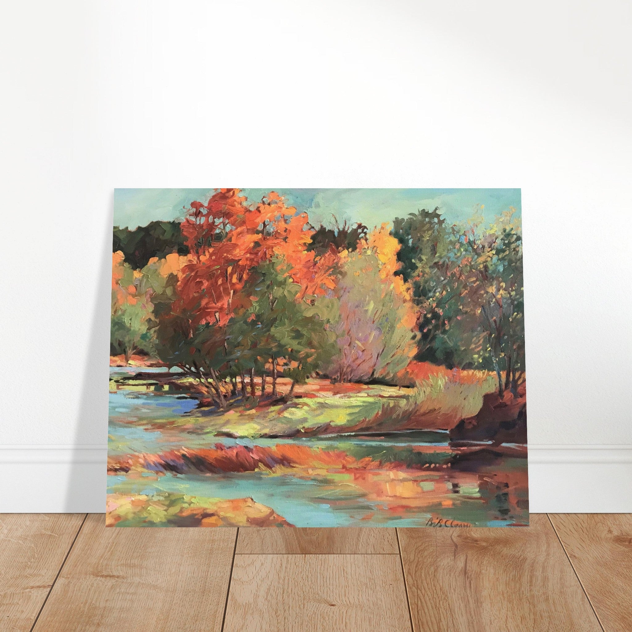 'Along the Illinois' Landscape I 16x20 Museum-Quality Matte Paper Poster | Original Artwork by American Artist Barbara Cleary (Fall Collection) - Rosetta Creative Boutique