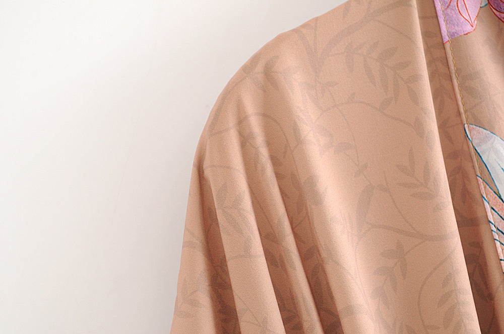 Peacock Print Kimono Cardigan Jacket Streetwear Loose Fit