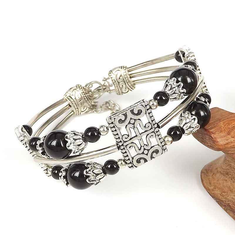 Vintage-style Bangle with Exotic Miao Silver Design