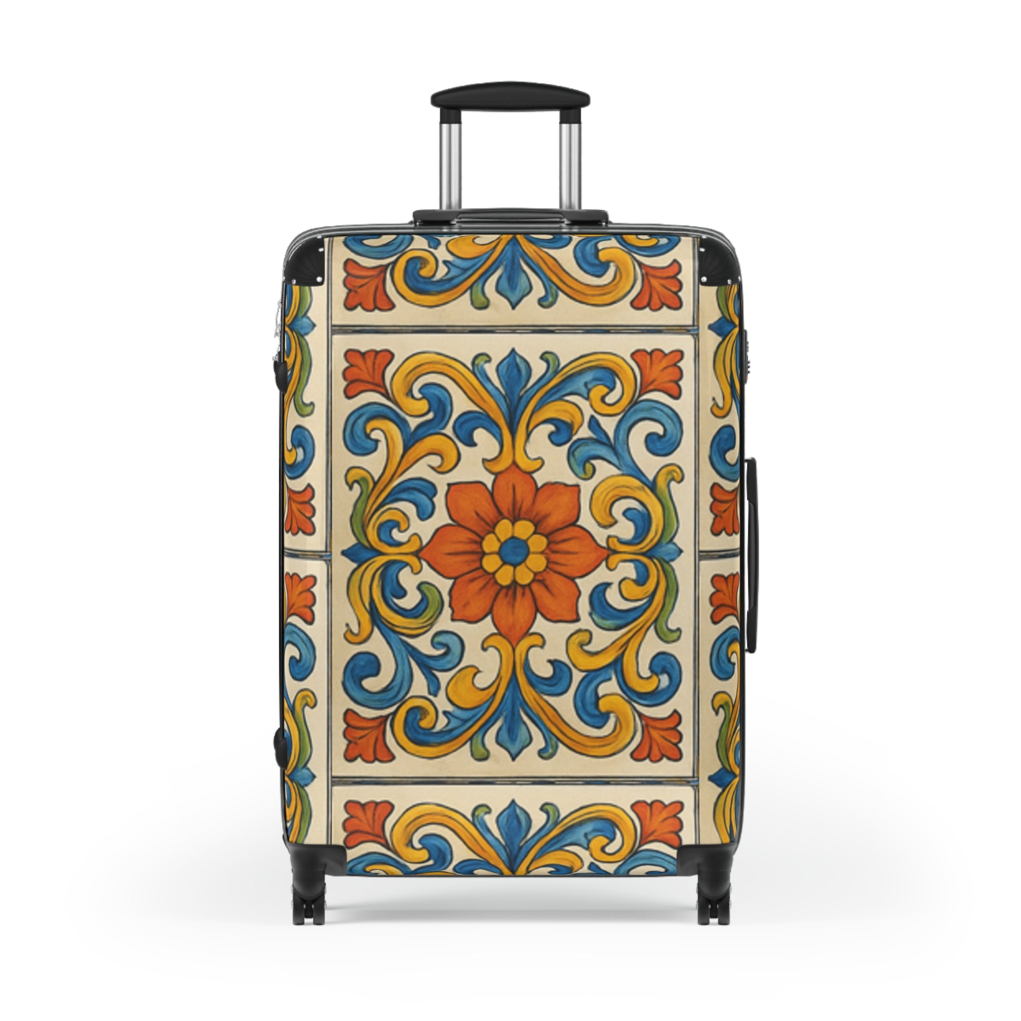 Colorful Italian Ceramics Floral Suitcase Travel Luggage by Rosetta Creative Boutique - Rosetta Creative Boutique