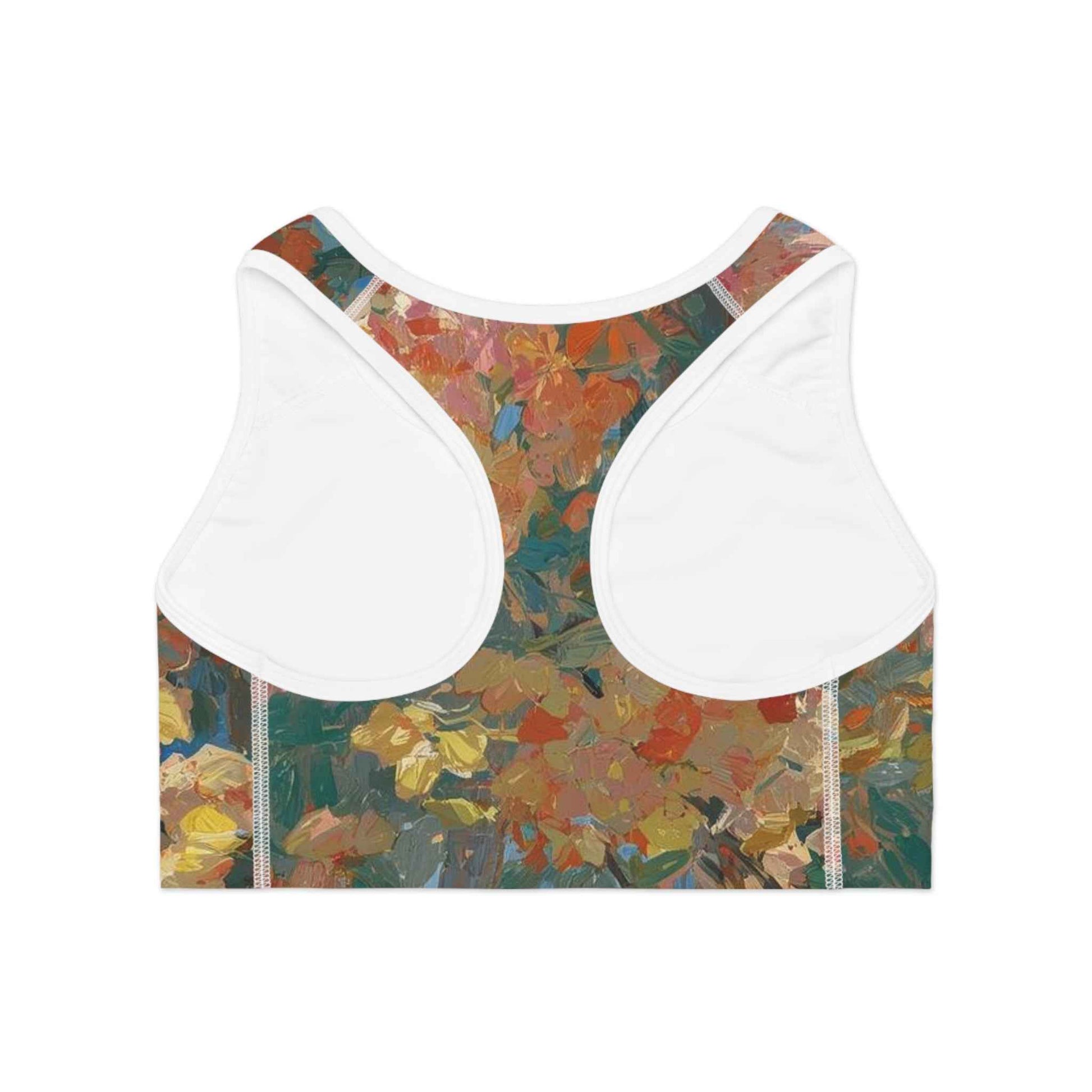 Floral Impressionist All Over Print Sports Bra Painterly Autumn Bloom