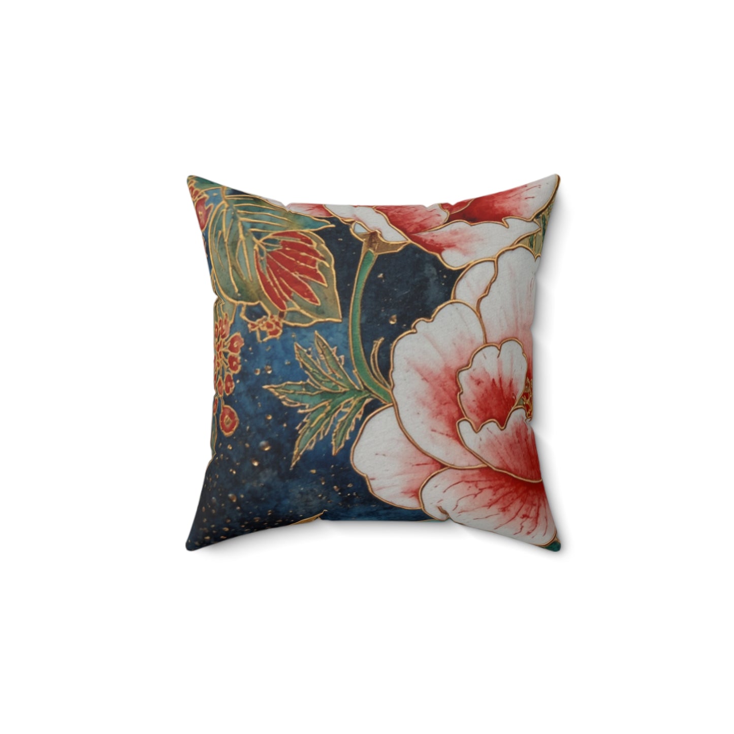 Peacock Feather Faux Suede Pillow – Botanical Accent Throw Pillow