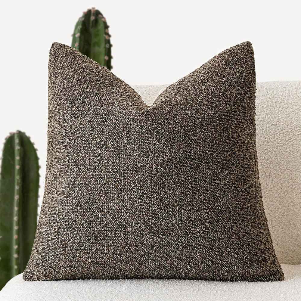Decorative Boucle Throw Pillow Cover Solid Color Textured Cushion Case For Sofa