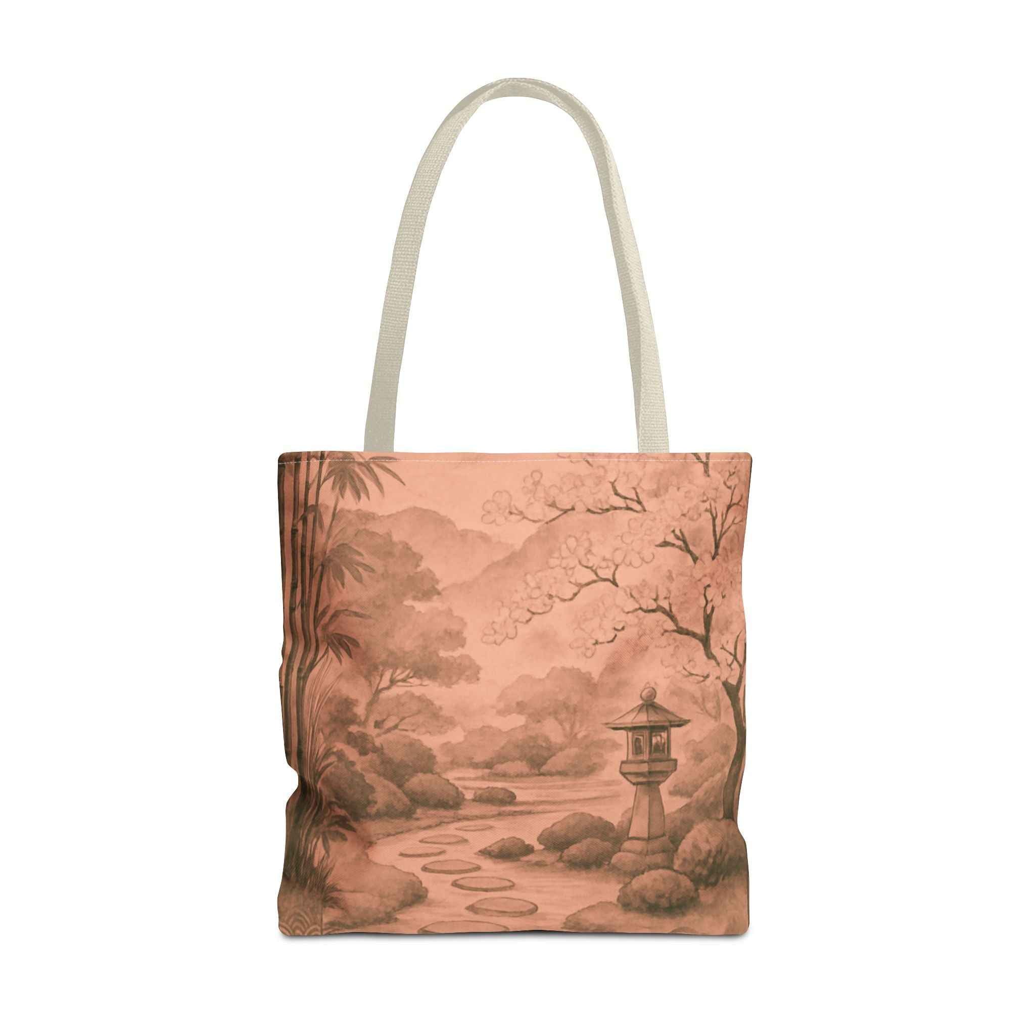 Serene Japanese Garden Tote Bag - Artistic AOP Design