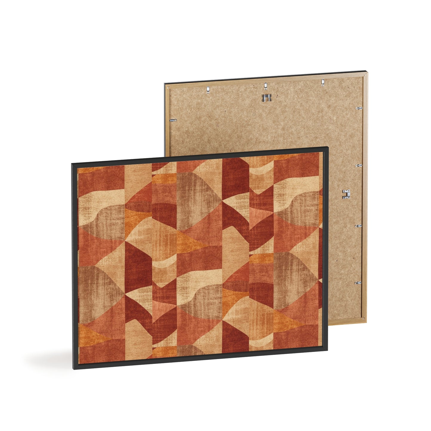 Faux Retro Geometric Poster with Wooden Frame