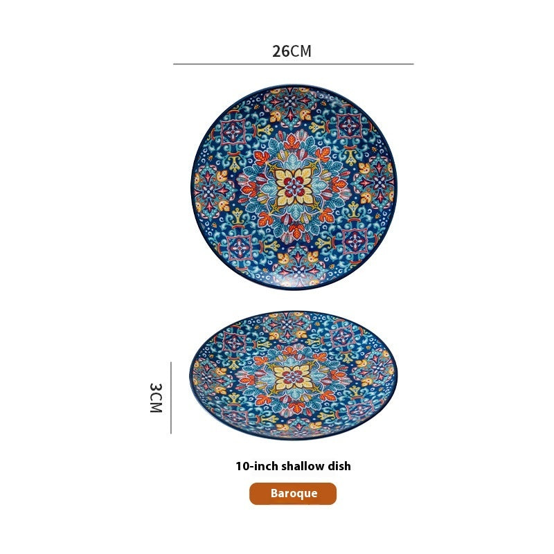 Artisan Ceramic Shallow Plate & Serving Platter (8" & 10") - Bohemian Collection