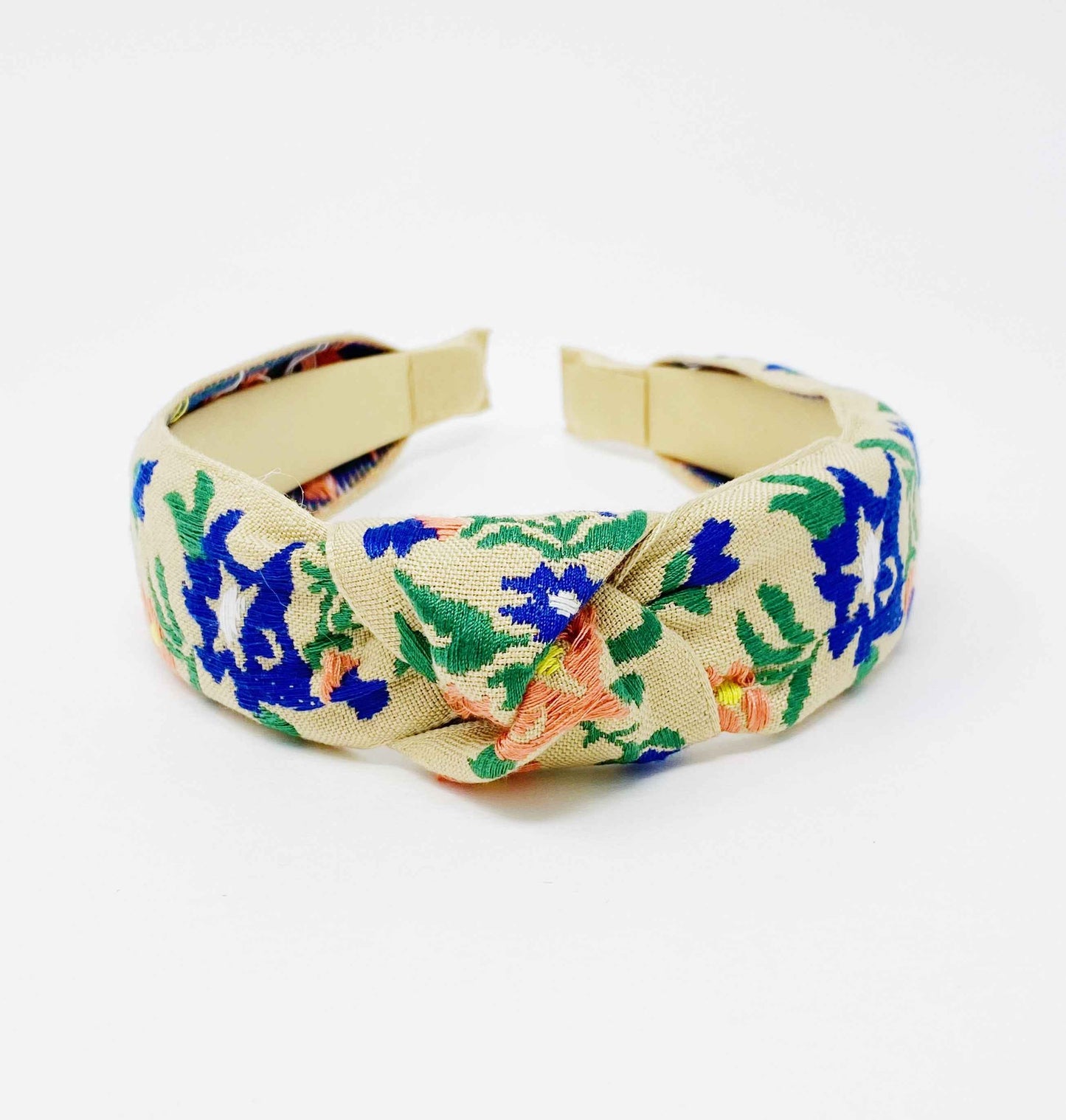 French Floral Embroidered Headband With Soft Edges For Comfort