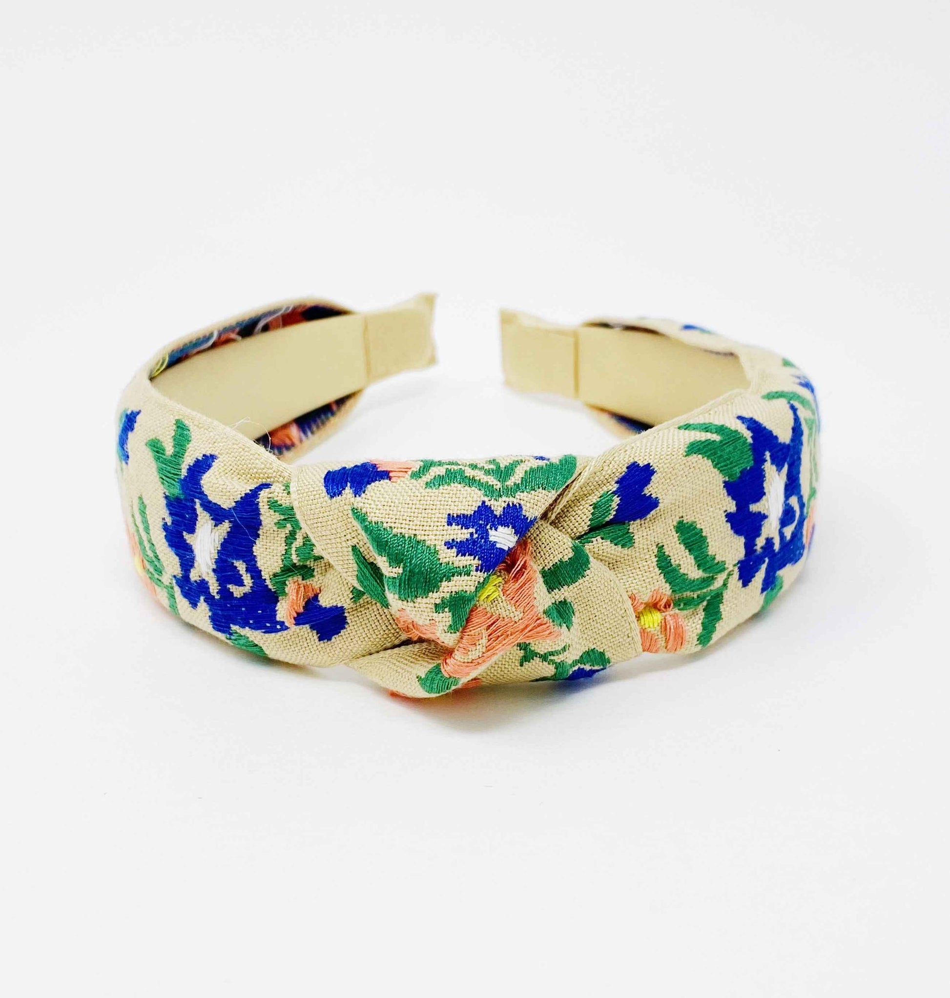 French Floral Embroidered Headband With Soft Edges For Comfort