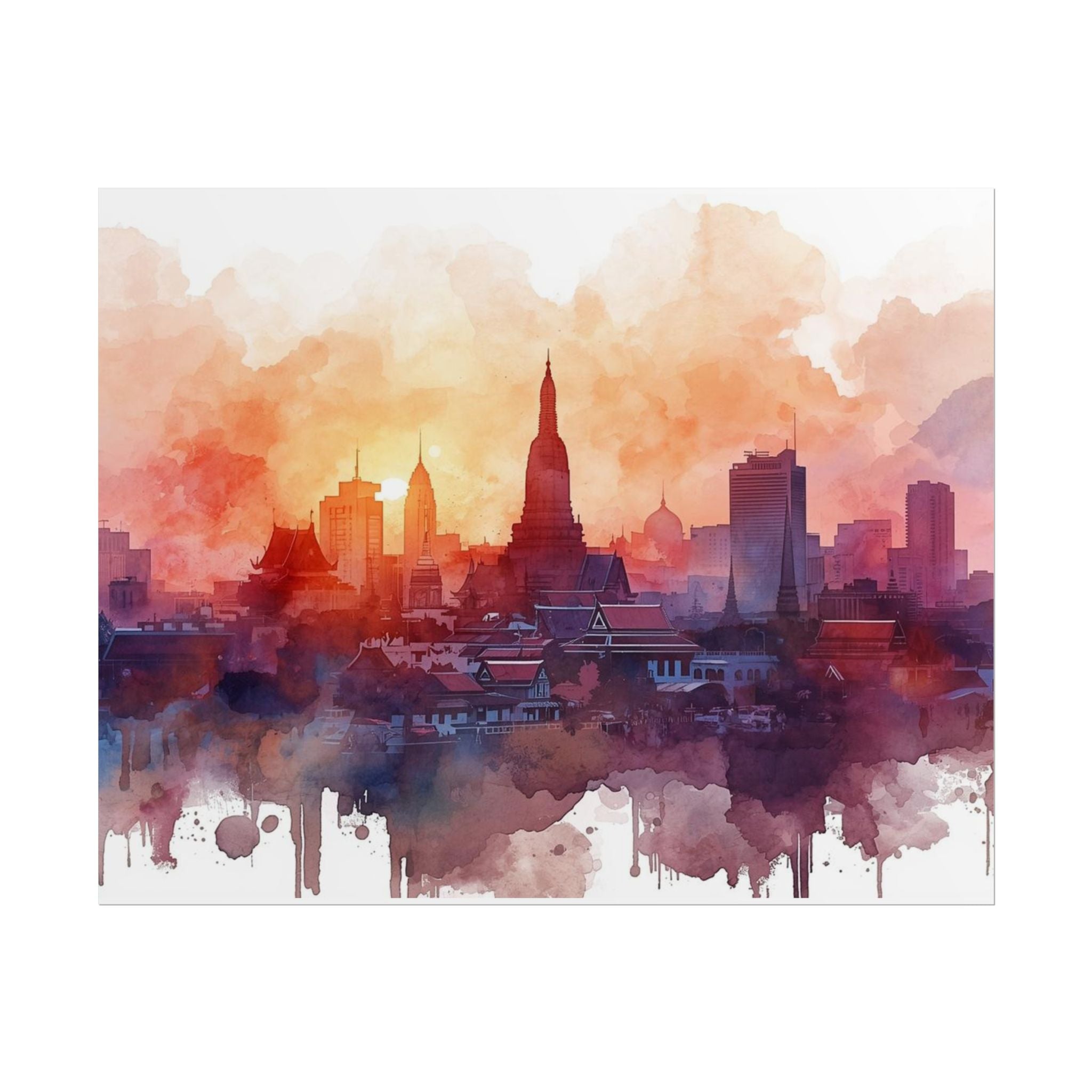 Bangkok Cityscape Posters Rolled Wall Art Home Decor Gift - Rosetta Creative Boutique