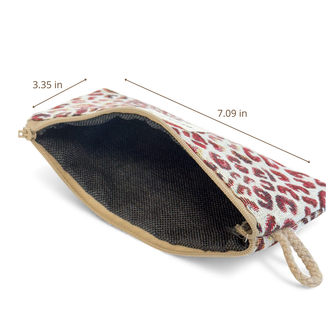 Leopard Jacquard Eyewear Case – Burgundy & Cream (Talco)