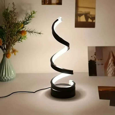 USB Powered Spiral Desk Lamp With Adjustable LED Lighting Black Or White