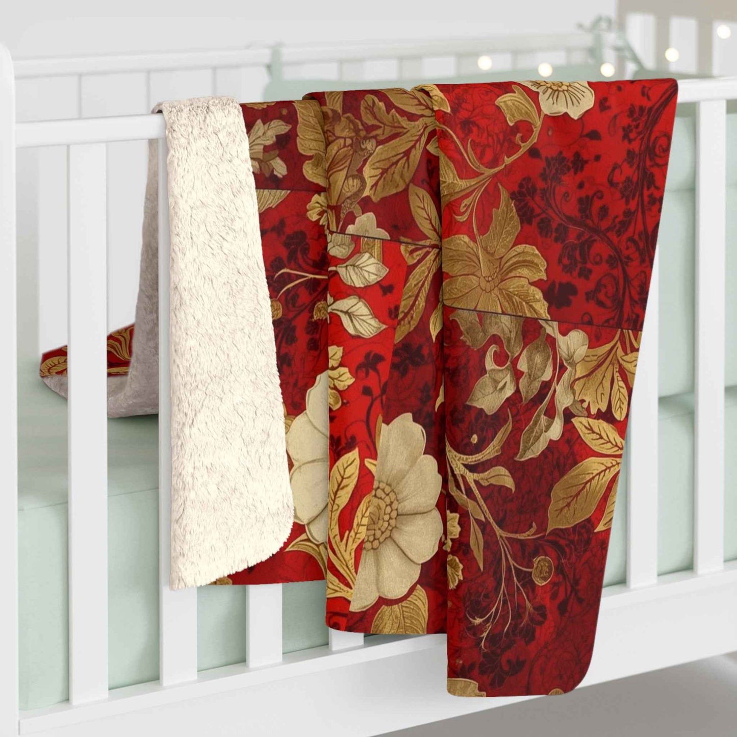 Luxurious Floral Sherpa Fleece Blanket, Cozy Throw for Winter, Elegant Home Decor, Perfect Gift for Holidays, Soft and Warm Blanket