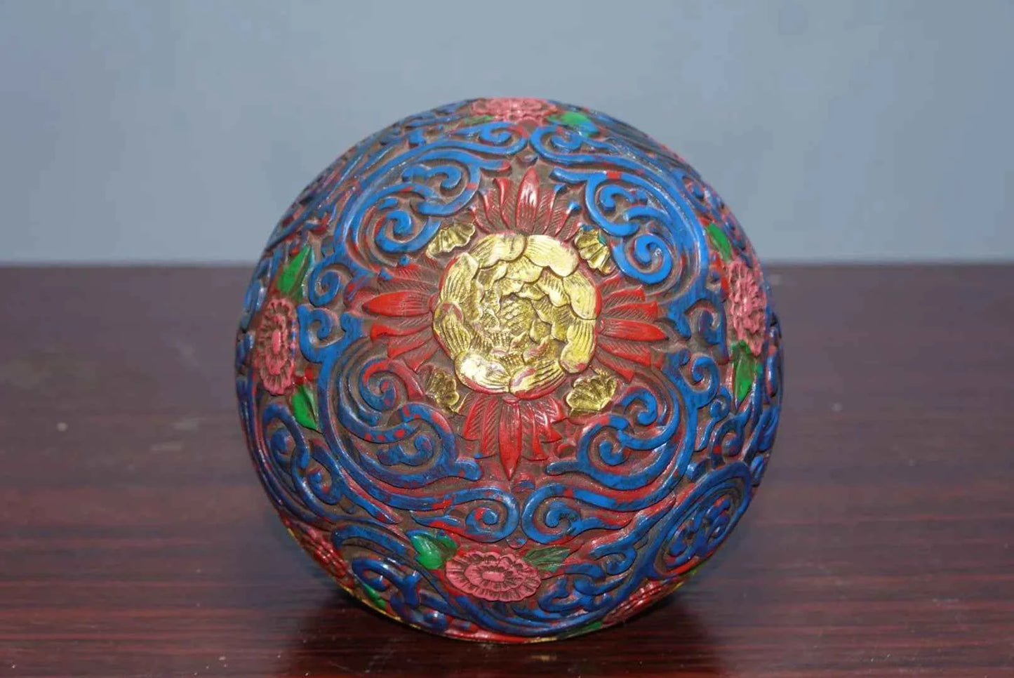 Exquisite Carved Red Lacquer Jewelry Box – Chinese Rouge Box (9.5cm)