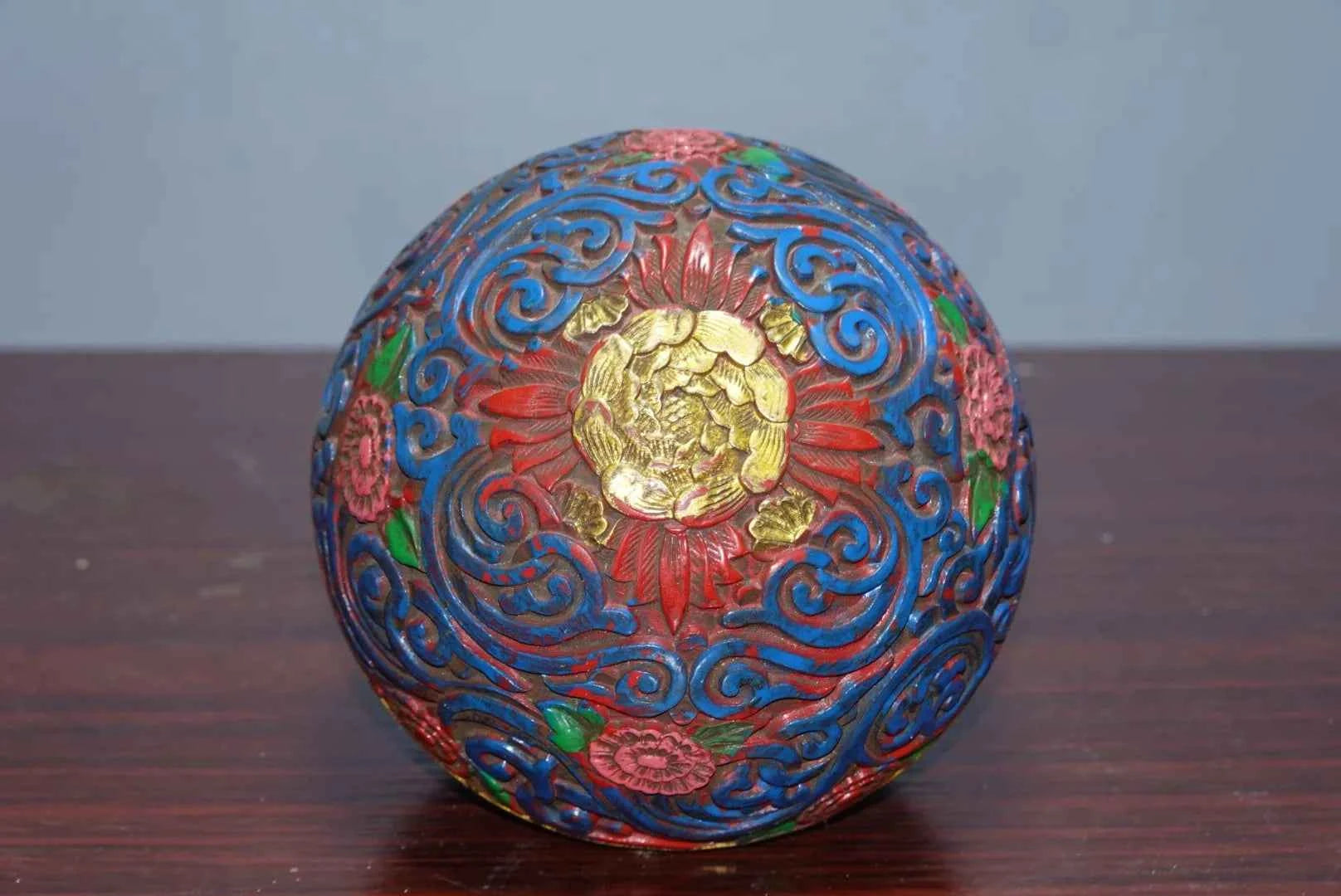Exquisite Carved Red Lacquer Jewelry Box – Chinese Rouge Box (9.5cm)